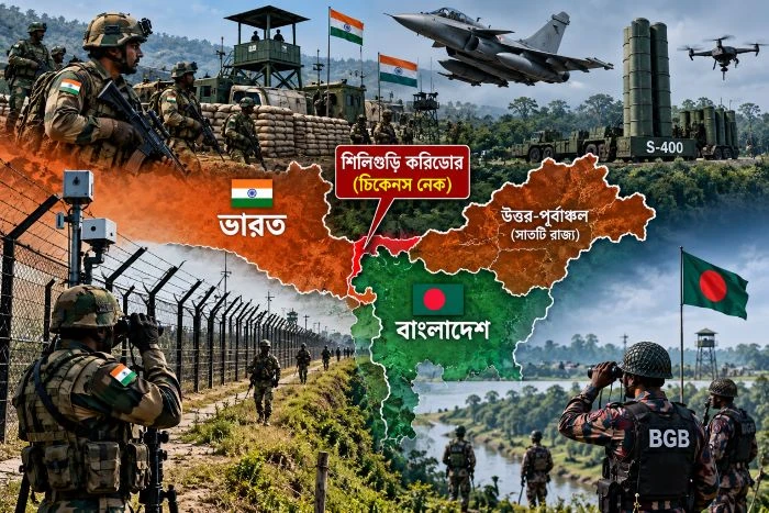 বাংলাদেশ সীমান্ত ঘিরে ভারতের সামরিক তৎপরতা বৃদ্ধি, শিলিগুড়ি করিডোরে নতুন ঘাঁটি ও আধুনিক অস্ত্রের প্রস্তুতি